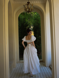 Princess A Line Puff White Lace Prom Dress Party Dress HZ1023