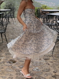 Cute A Line Sweetheat Neck Print Floral Blue Satin Long Prom Dress Evening Dress HZ1023