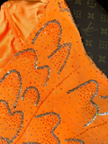 Stunning Mermaid Strapless Beaded Sequin Orange Chiffon Long Prom Dress Party Dress HZ1023