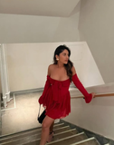 Sexy A Line Long Sleeve Burgundy Chiffon Short Homecoming Dress Birthday Dress with Bow HZ1023