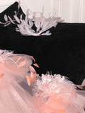 3D Floral Ball Gown Strapless Feather Sequin Tulle Prom Dress Party Dress HZ1023
