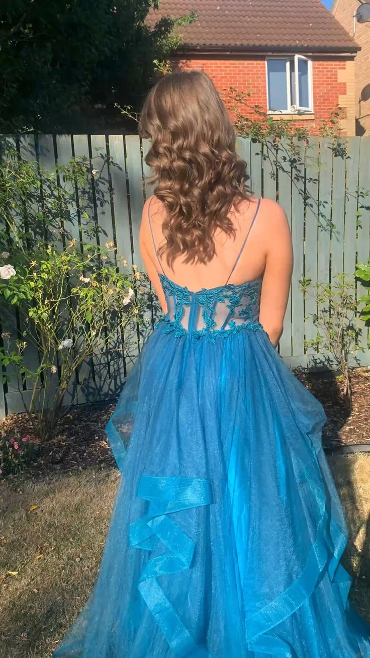 Beautiful Applique Tulle Prom Dress Elegant Evening Dress HZ1023
