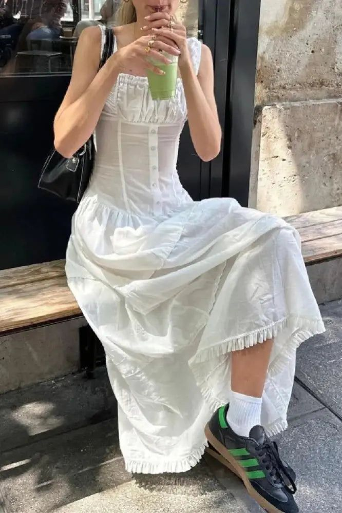 White Sequare Neck A Line Prom Dress Simple Evening Dress HZ1023