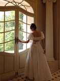 Princess A Line Puff White Lace Prom Dress Party Dress HZ1023