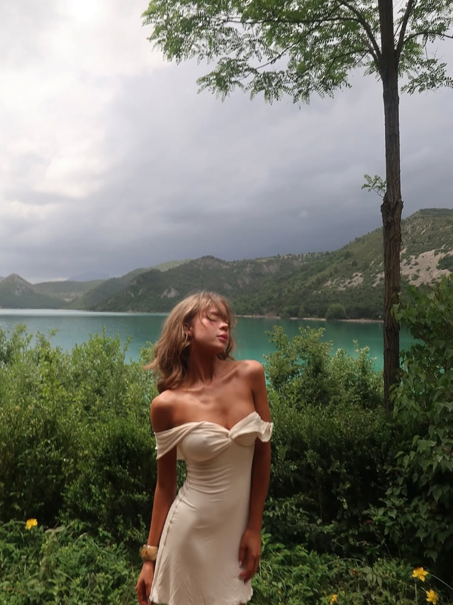 Simple Light Apricot A Line Off the Shoulder Satin Short Outfit Party Dress Vacation Dress HZ1023