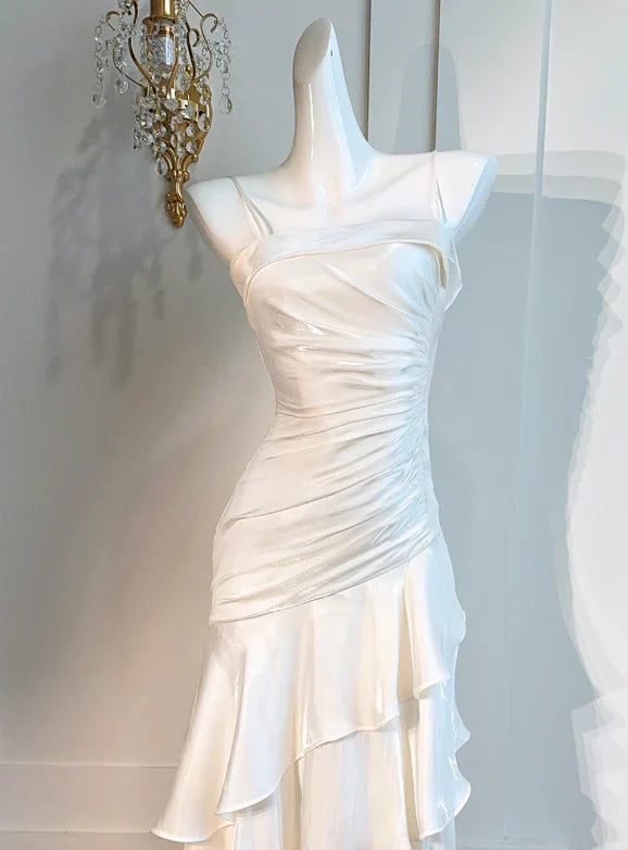 White Enchanted ?? Prom Dress for Party&Graduation-Ruffled Layered Fairytale Birthday Evening Dress HZ1023