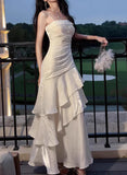 White Enchanted ?? Prom Dress for Party&Graduation-Ruffled Layered Fairytale Birthday Evening Dress HZ1023