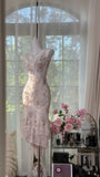 Ivory Exquisite Sheath Spaghetti Strap Floral Beaded Chiffon Homecoming Dress Cocktail Dress HZ1023