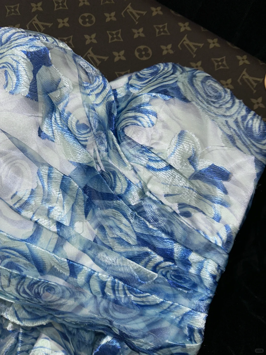 Cute A Line Straps Blue Print Flower Tulle Short Homecoming Dress Cocktail Dress HZ1023