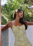 Cute Yellow A Line Spaghetti Strap Print Floral Satin Prom Dress Wedding Guest Dress HZ1023