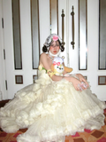 Princess A Line Strapless Layered Ivory Tulle Long Party Dress Birthday Dress HZ1023