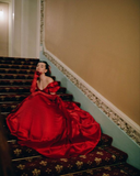 Beautiful Red Off The Shoulder Satin A-line Prom Dress HZ1023