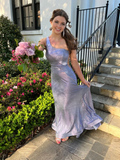 Pretty One Shoulder Mermaid Prom Dress Long Party Evening Dress HZ1023