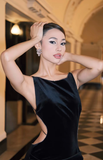 Black Mermaid Velvet Open Back Long Prom Dress Wedding Guest Dress HZ1023