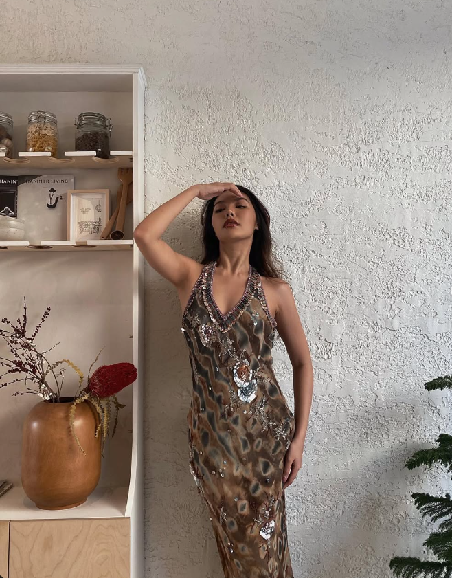 Vintage Sheath V Neck Sequins Beaded Chiffon Prom Dress Evening Dress HZ1023