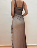 Vintage Mermaid Halter Rhinestone Grey Ombre Chiffon Prom Dress Evening Dress HZ1023