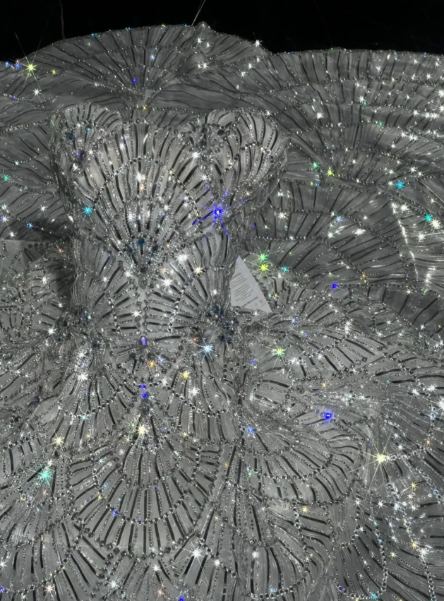 Silver Sequin Petal Shiny Ball Gown Strapless Tulle Long Sweep Prom Dress Evening Dress Party Dress HZ1023