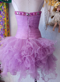 Vintage A Line Sweetheart Rhinestone Tulle Short Homecoming Dress Birthday Dress HZ1023