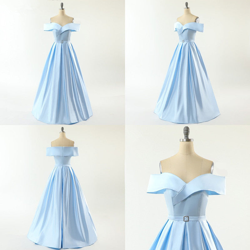 Off The Shoulder Formal Dresses Cheap | Sexy Long Evening Gowns with Side Slit HZ1023