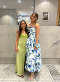 Strapless Print Floral Long Prom Dress Evening Gown HZ1023
