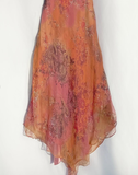 Retro Orange Print Floral A Line Spaghetti Strap Chiffon Homecoming Dress Outfits HZ1023