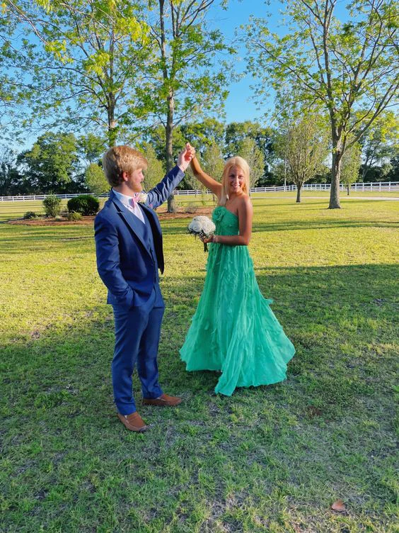 Simple Halter Green A Line Prom Dress Party Dress HZ1023