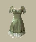 Classic Burgundy A Line Puff Lace Satin Short Homecoming Dress Cocktail Dress HZ1023