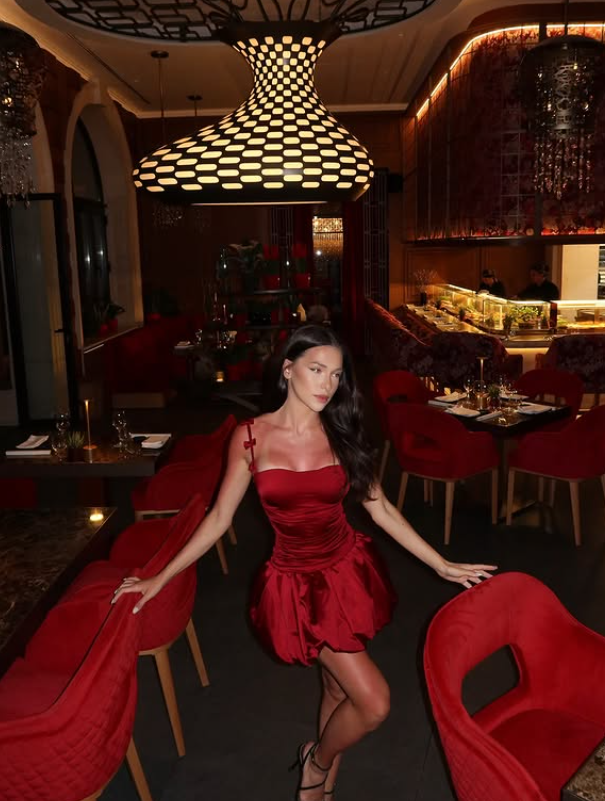 Burgundy Bow A Line Spaghetti Strap Satin Short Homecoming Dress Birthday Dress HZ1023