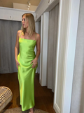 Spaghetti Straps Backless Satin Sheath Party Dress Prom Dress HZ1023