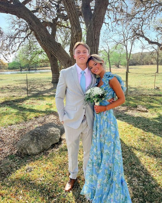 Bohemian Style Chiffon Floral Prom Dress Evening Dress Party Dress HZ1023