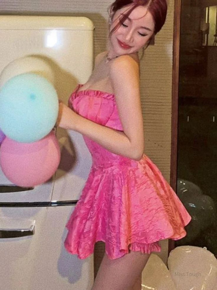 Sexy A Line Pink Strapless Rufflesd Homecoming Dress Short Party Dress HZ1023