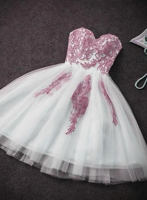 A-line Blue Sweetheart Strapless Appliques Homecoming Dresses HZ1023