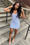 Sparkle White Sequin Homecoming Dress Bodycon Party Dress HZ1023