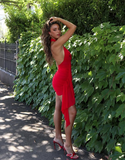 Sexy Sheath Halter Red Chiffon Short Homecoming Dress Outfits HZ1023