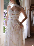 Dreamy A Line Sweetheart Neck Print Floral Chiffon Prom Dress Party Dress HZ1023