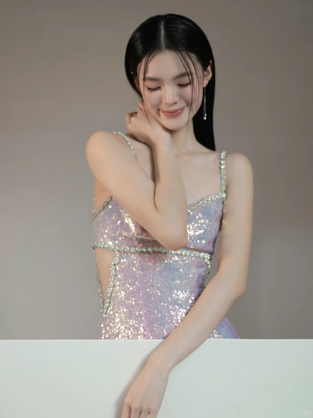 Shiny Pink Sheath Straps Rhinestone Sequin Prom Dress Evening Dress Party Dress HZ1023