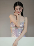 Shiny Pink Sheath Straps Rhinestone Sequin Prom Dress Evening Dress Party Dress HZ1023