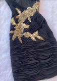 Sheath One Shoulder Appliques Sequins Black Chiffon Short Homecoming Dress HZ1023
