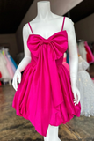 Cute A-Line Fuchsia Bow Short Homecoming Dress HZ1023