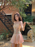 Cute Pink A Line Sweetheart Neck Print Floral Satin Homecoming Dress Cocktail Dress HZ1023