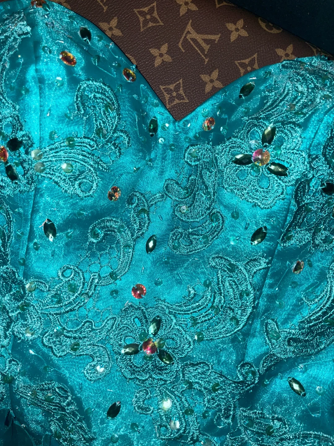 Vintage A Line Sweetheart Neck Blue Ruffle Beaded Organza Prom Dress Party Dress HZ1023