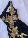 Sheath One Shoulder Appliques Sequins Black Chiffon Short Homecoming Dress HZ1023