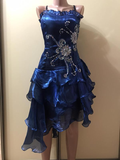 Black Chiffon Beaded Mini Satin Short Prom Dress Homecoming Dress HZ1023
