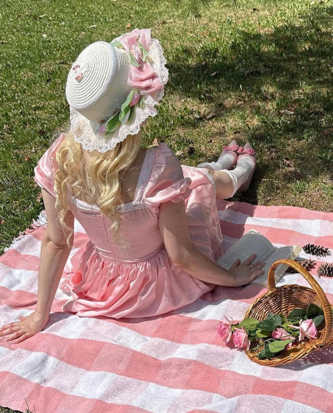 Cute Pink A Line Puff Lace Satin Short Homecoming Dress Cocktail Dress HZ1023