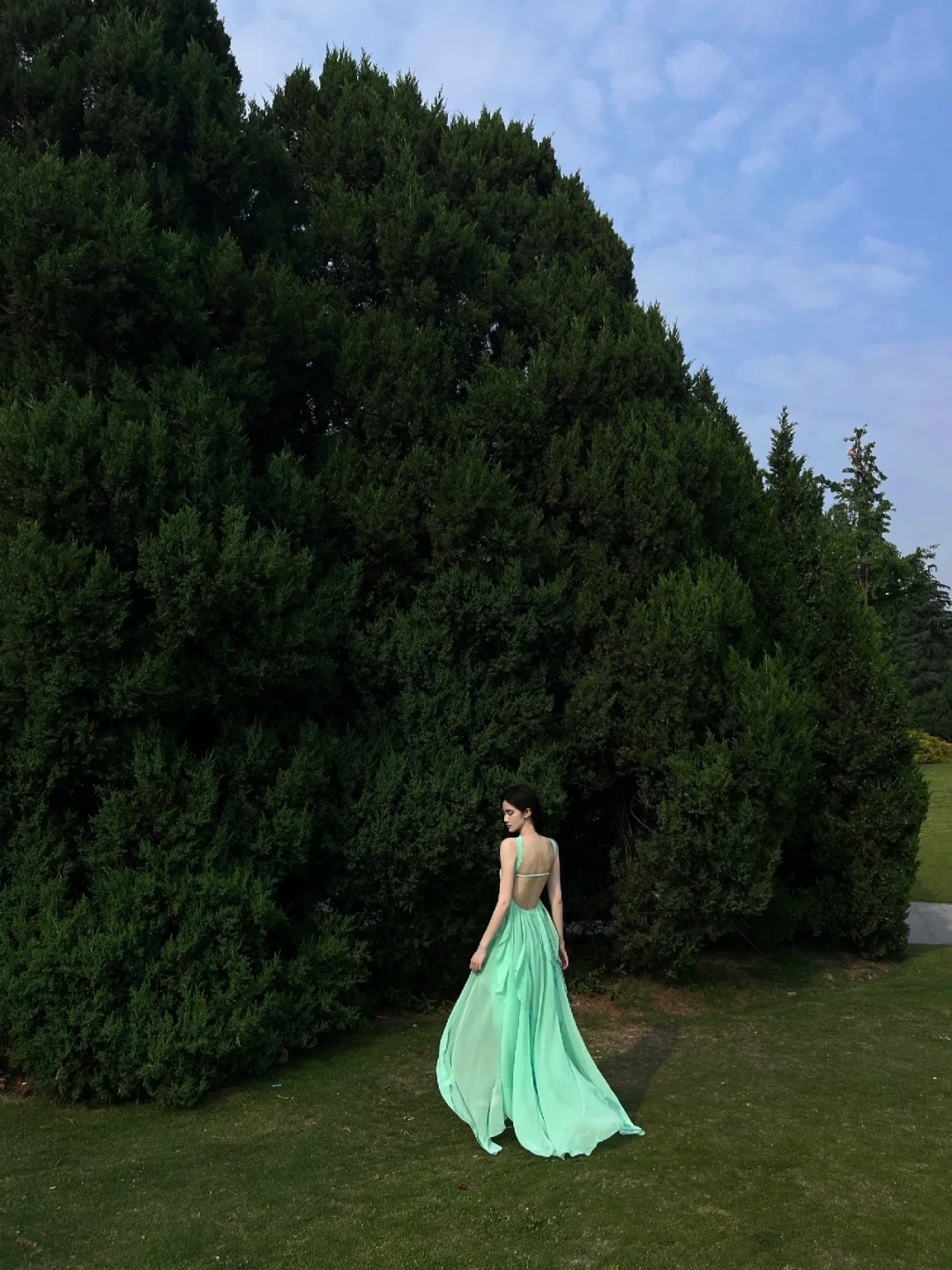 Romantic A Line Sweetheart Neck Ruffle Green Chiffon Party Dress Birthday Dress HZ1023