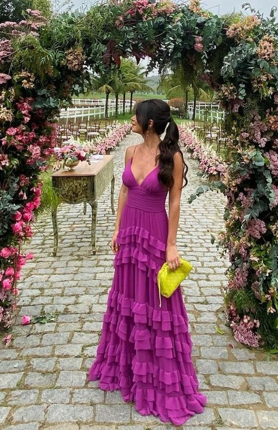 New Purple V-Neck Prom Dress, Graduation Party Dresses HZ1023