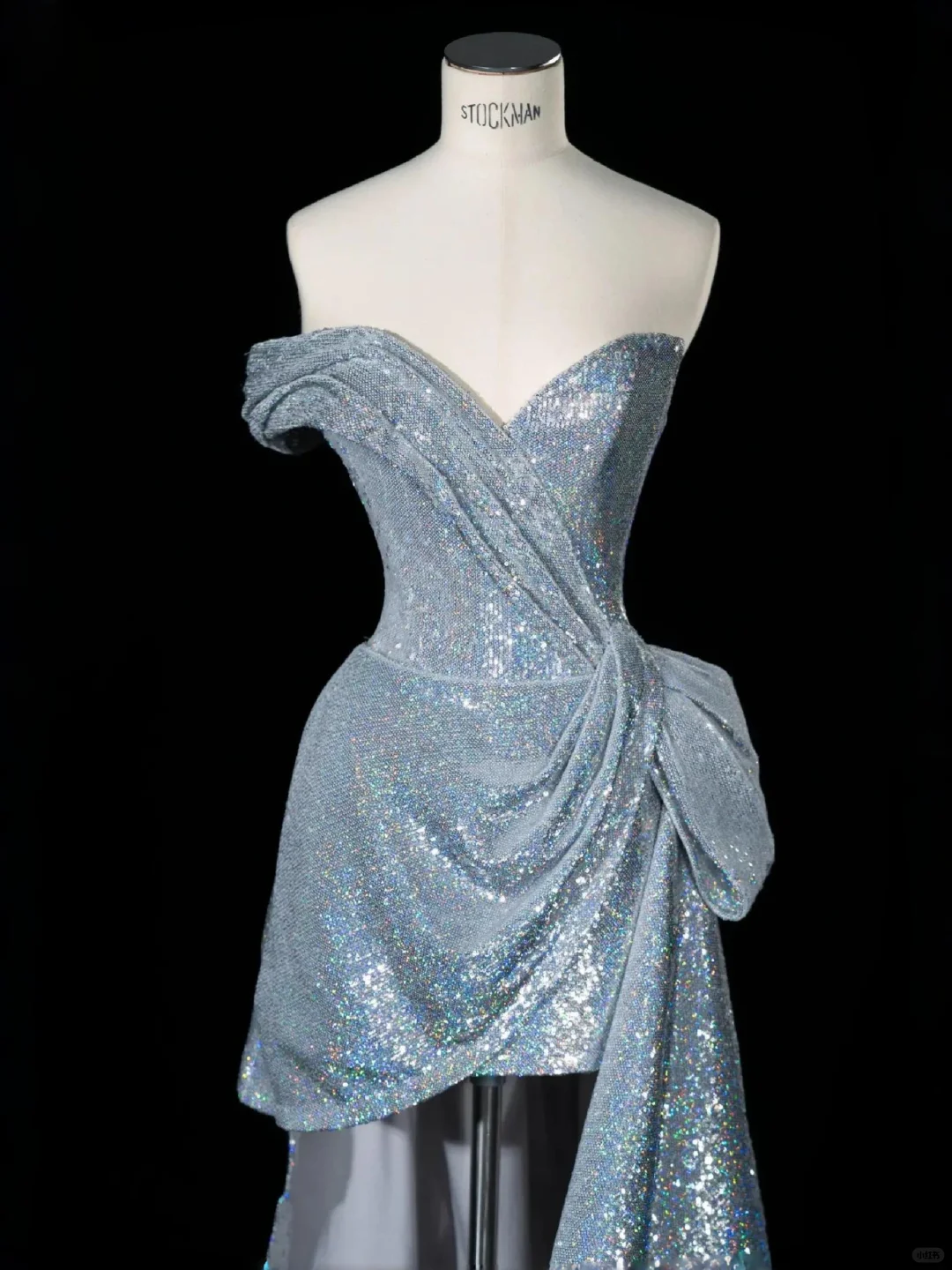 Shiny A Line Strapless Blue Sequin Short Long Sweep Party Dress Evening Dress HZ1023