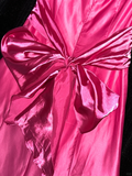 Barbie Pink A Line Strapless Satin Long Party Dress Evening Dress with Bow HZ1023