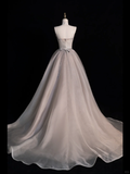 Simple A Line Sweetheart Neck Sequin Tulle Long Evening Dresses Party Dresses HZ1023