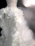 White Flower Exquisite Mermaid Rhinestone Tulle Strapless Prom Dress Evening Dress Party Dress HZ1023